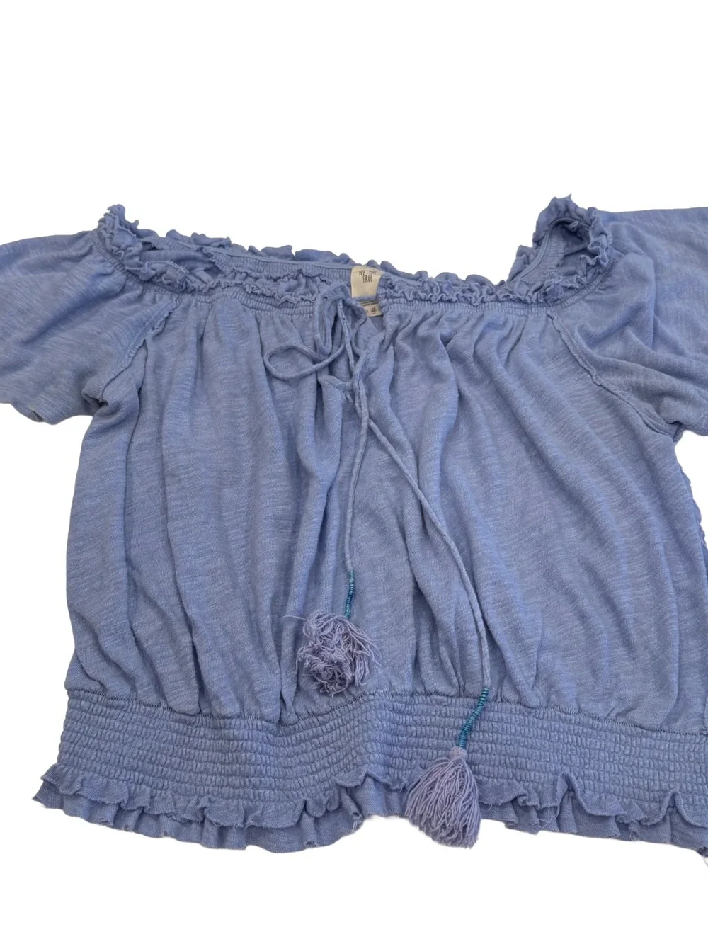 Free People Off The Shoulder Peasant Ruffle Elastic Waist Blouse / TopSize M EUC